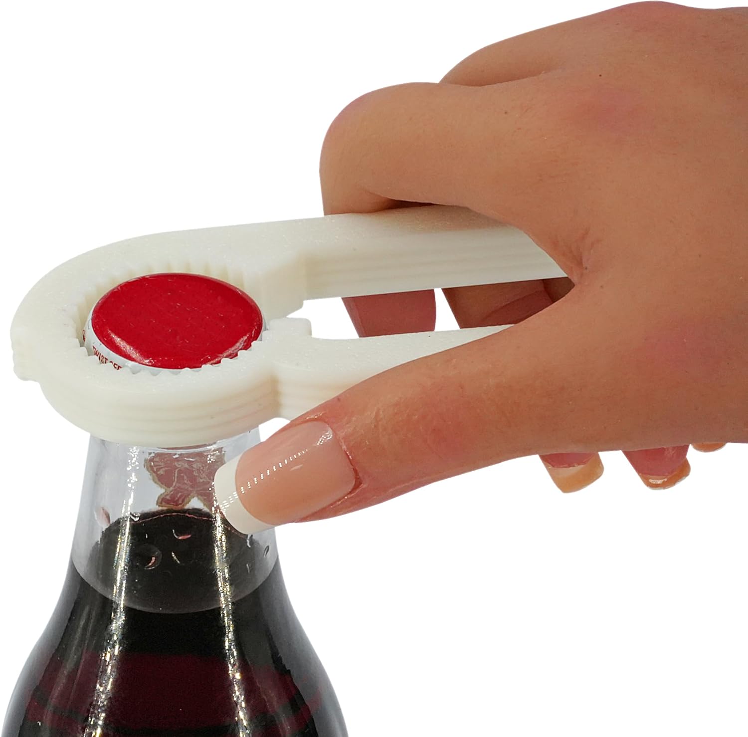 Intulon Abridor y tensor compacto de botellas de bebidas Cool Twist, agarre para tapa de botella, cabe fácilmente en el bolsillo o bolsa (blanco