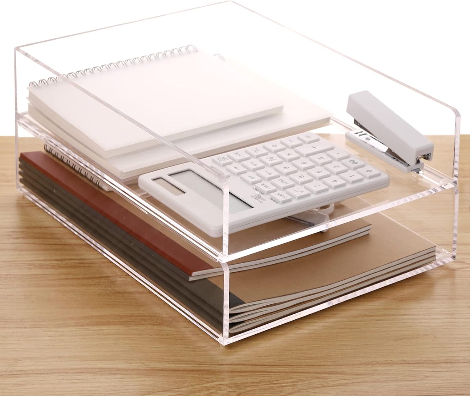 Bandeja de cartas, bandeja de papel acrílico transparente, organización de suministros de oficina para profesores escolares, organizador de archivos