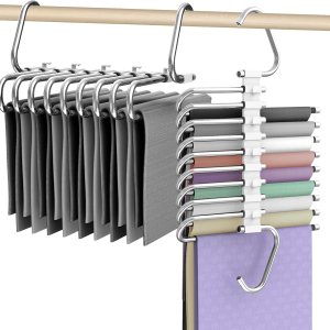 Perchas para pantalones de 9 capas que ahorran espacio, paquete de 2 perchas para jeans para armario, perchas de acero inoxidable para pantalones Perchas para pantalones de 9 capas que ahorran espacio, paquete de 2 perchas para jeans para armario, perchas de acero inoxidable para pantalones