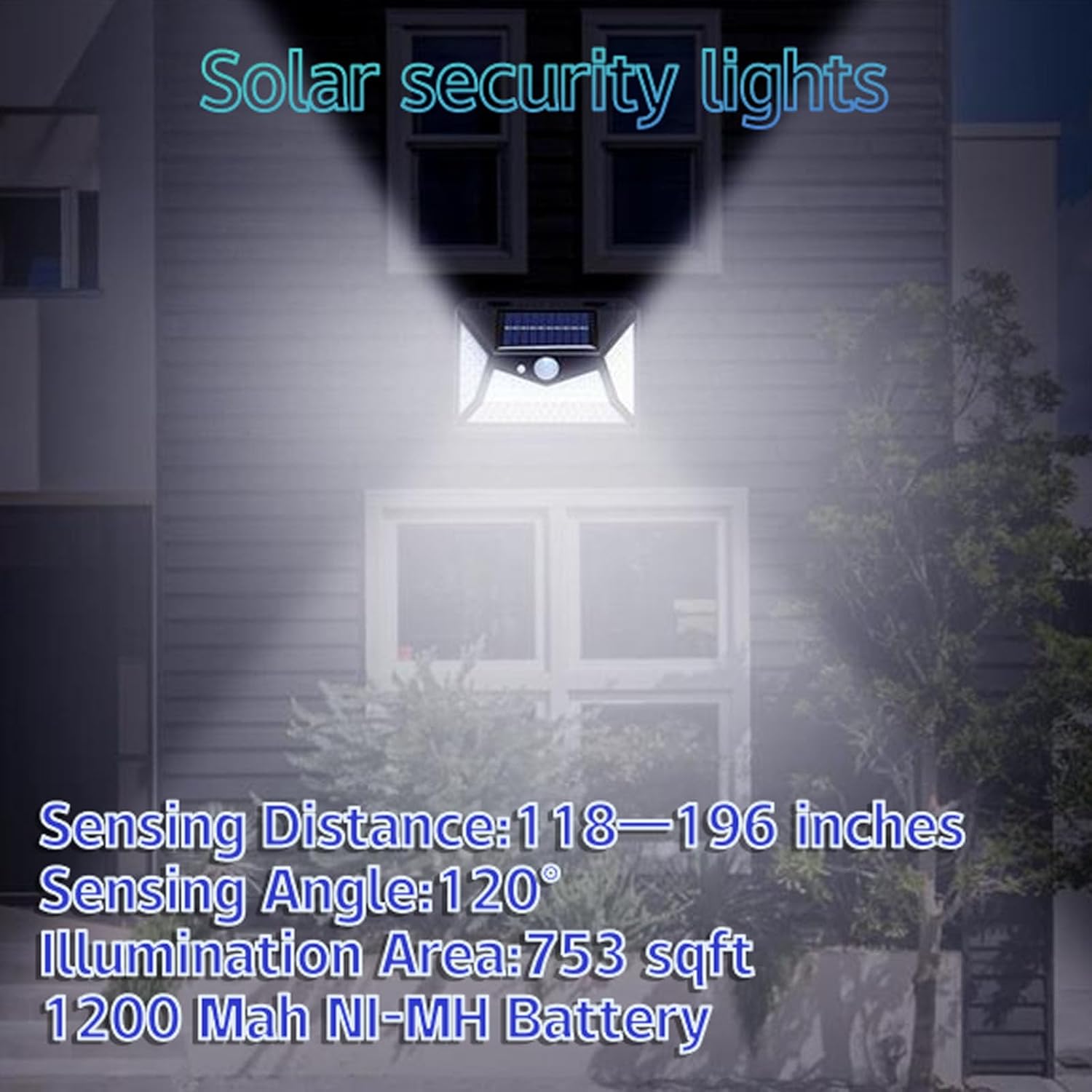 SUNNER THINKEN Luces solares para exteriores, inalámbricas, con sensor de movimiento, IP65, impermeables, 270, gran angular, 3 modos, 118 LED, para