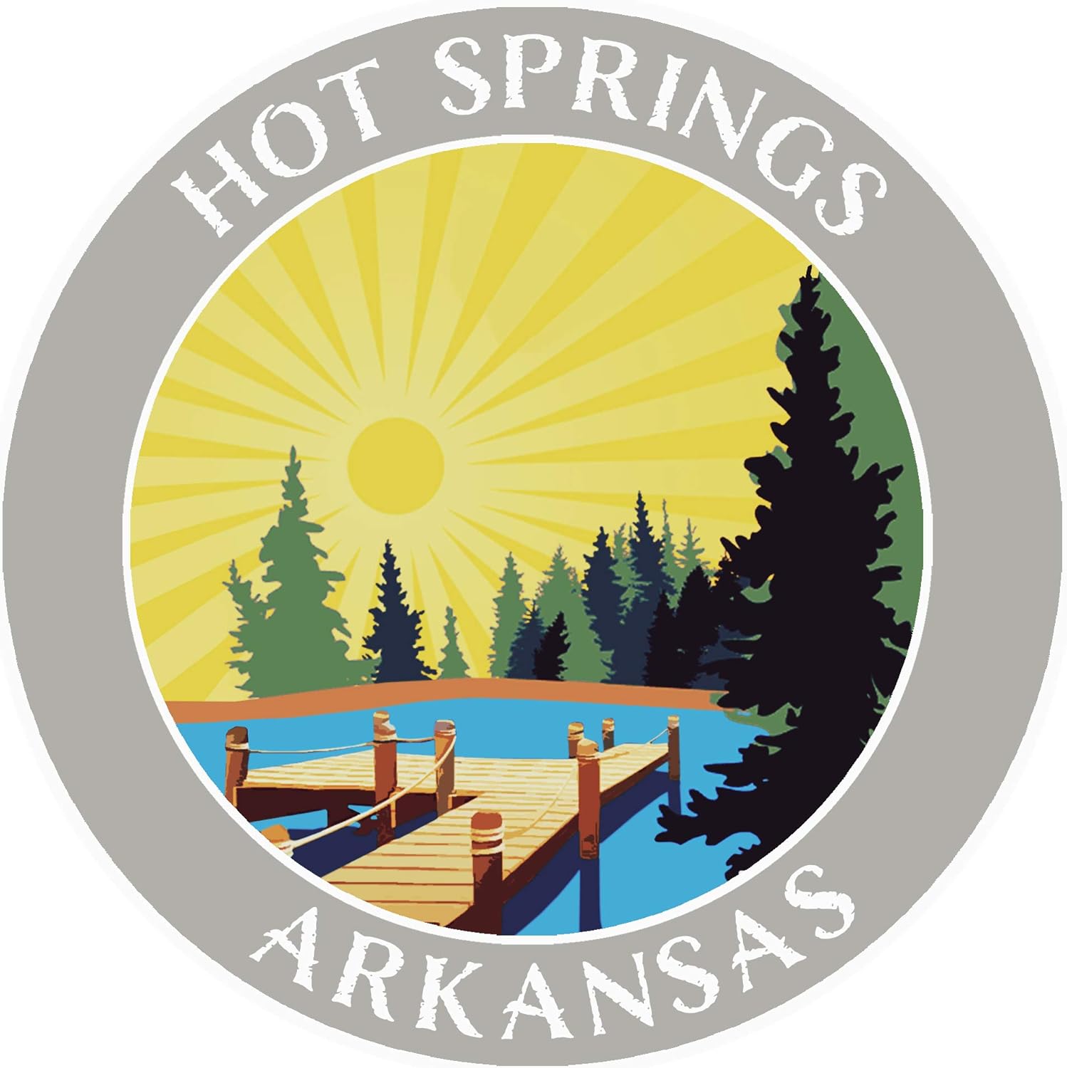Lake Dock – Hot Springs – Arkansas 3.5 pulgadas Ventana coche camión calcomanía vacaciones aventura tema novedad apliques