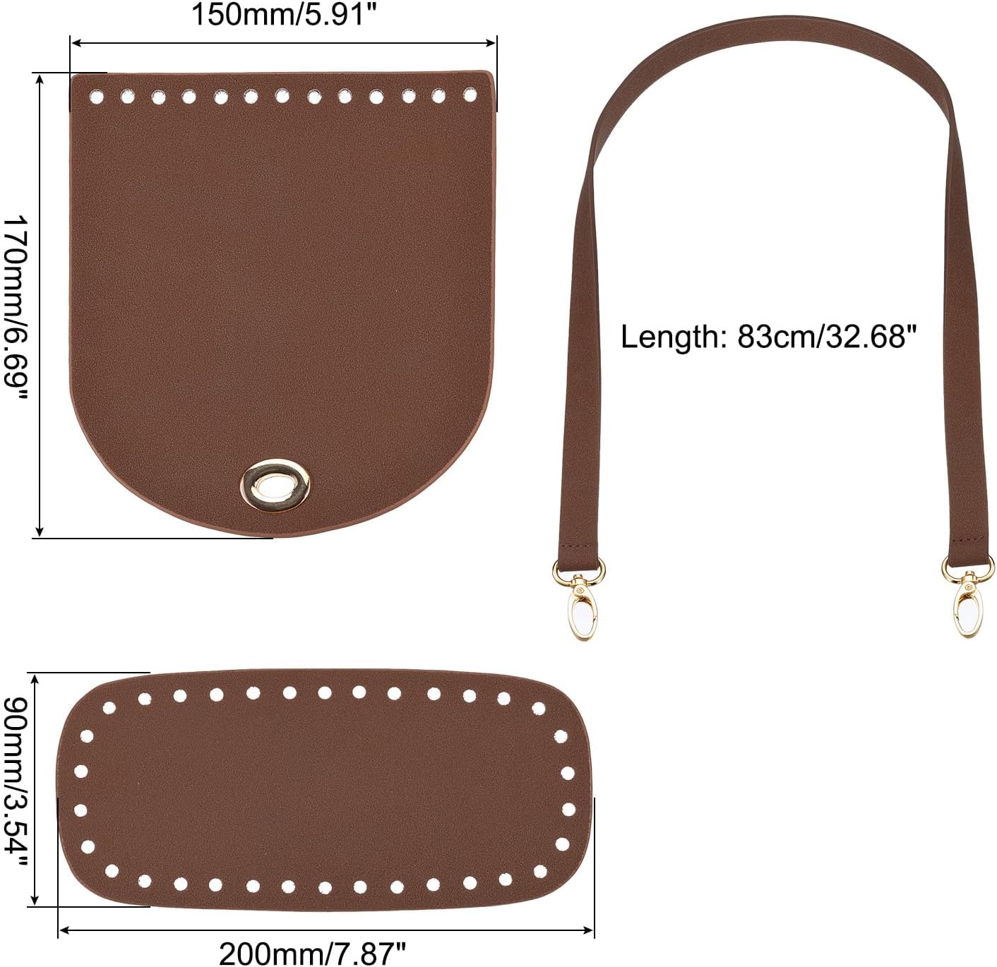 uxcell Juego de 5 bolsas de cuero para hacer mochilas, kit de fabricación de bolsos de cuero con parte inferior de bolsa, correa para el hombro,