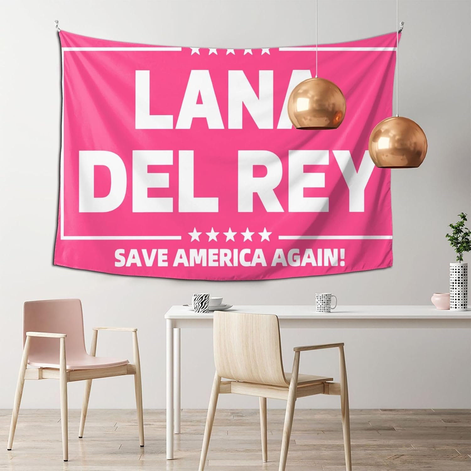Tapiz de lana con diseño de cantante estadounidense Dels Rays, telón de fondo para colgar en la pared, diseño de bandera estadounidense, tapiz