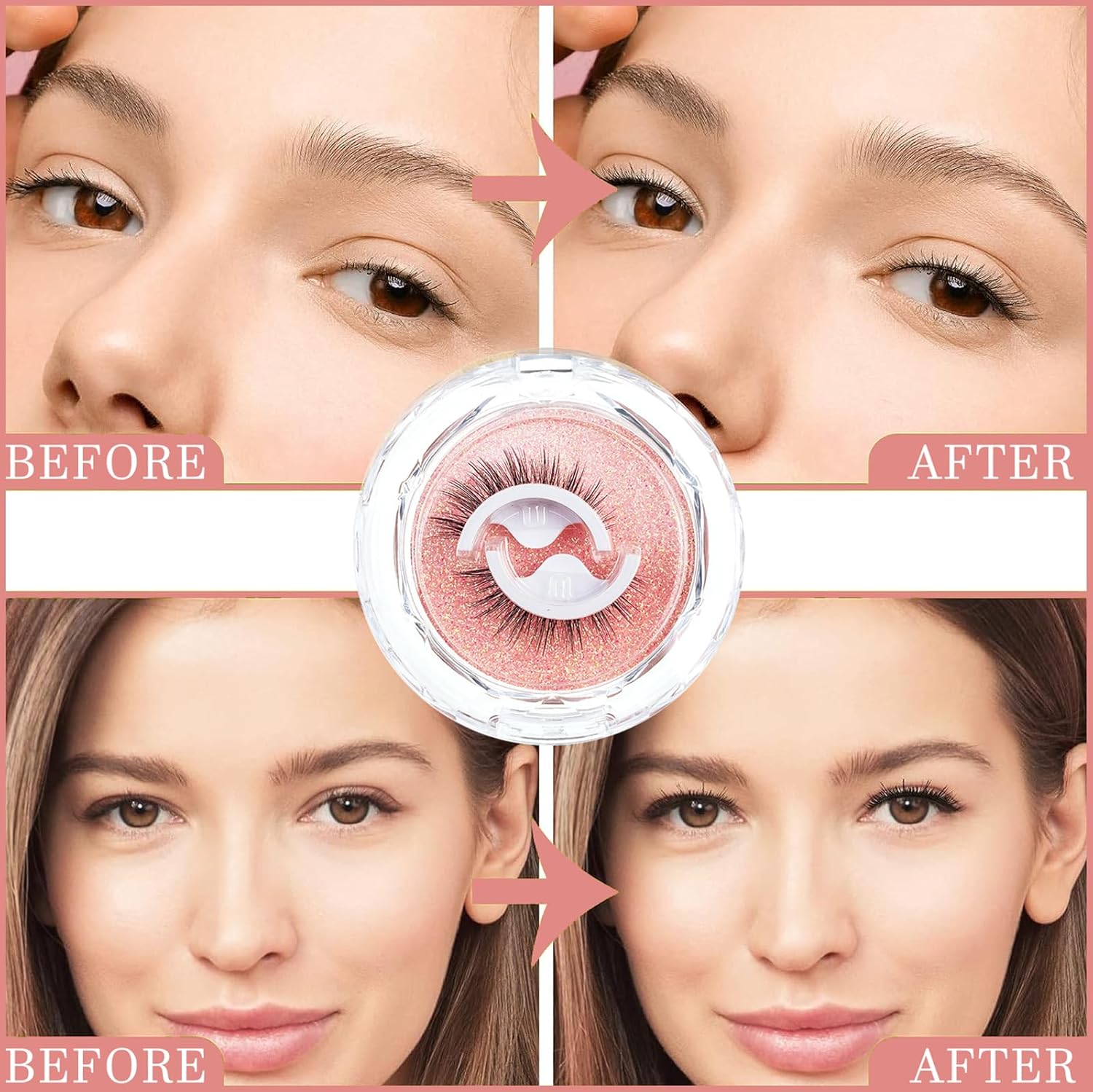 XTKDAIUI Pestañas autoadhesivas, pestañas autoadhesivas reutilizables, no necesita pegamento, pestañas postizas naturalmente densas para maquillaje,