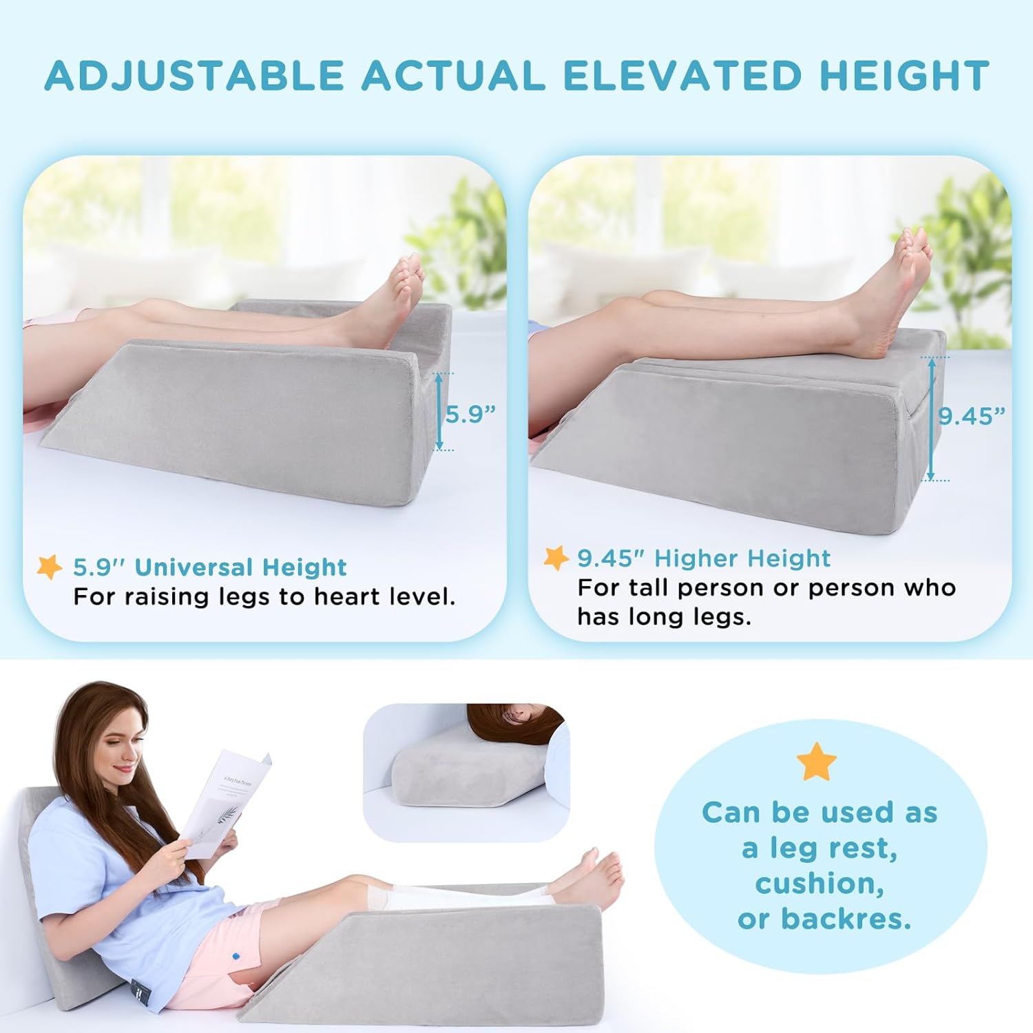 DREAMANIA Almohadas de elevación de piernas para después de la cirugía, almohadas ajustables para las piernas, almohadas de elevación de pies de
