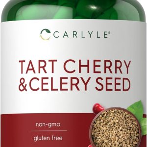 Carlyle Suplemento de semillas de apio y cereza agria  200 cápsulas  Vegetariano, sin OMG y sin gluten Carlyle Suplemento de semillas de apio y cereza agria  200 cápsulas  Vegetariano, sin OMG y sin gluten