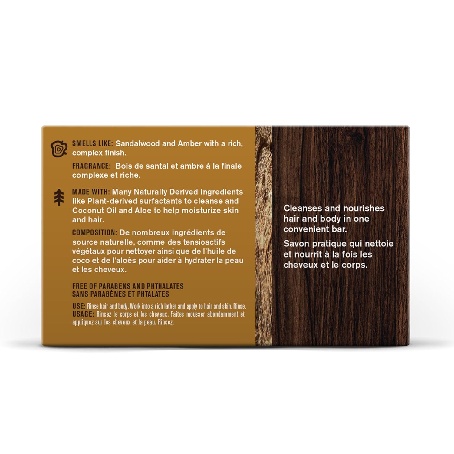 Every Man Jack Amber + Sandalwood – Barra de jabón para hombre para cuerpo y cabello con manteca de karité, aloe vera y glicerina para limpiar,