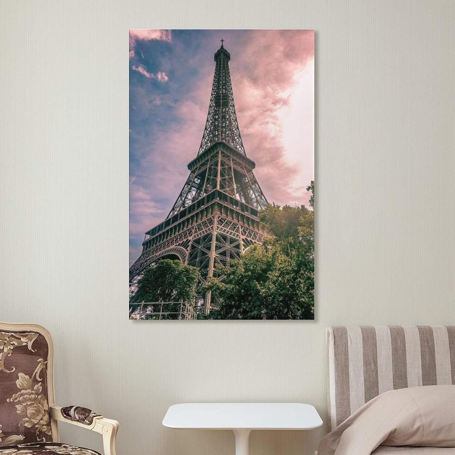 Póster artístico de la Torre Eiffel en París, Francia, arte en lienzo, decoración de sala de estar, marco sin marco, 12 x 18 pulgadas (11.8 x 17.7