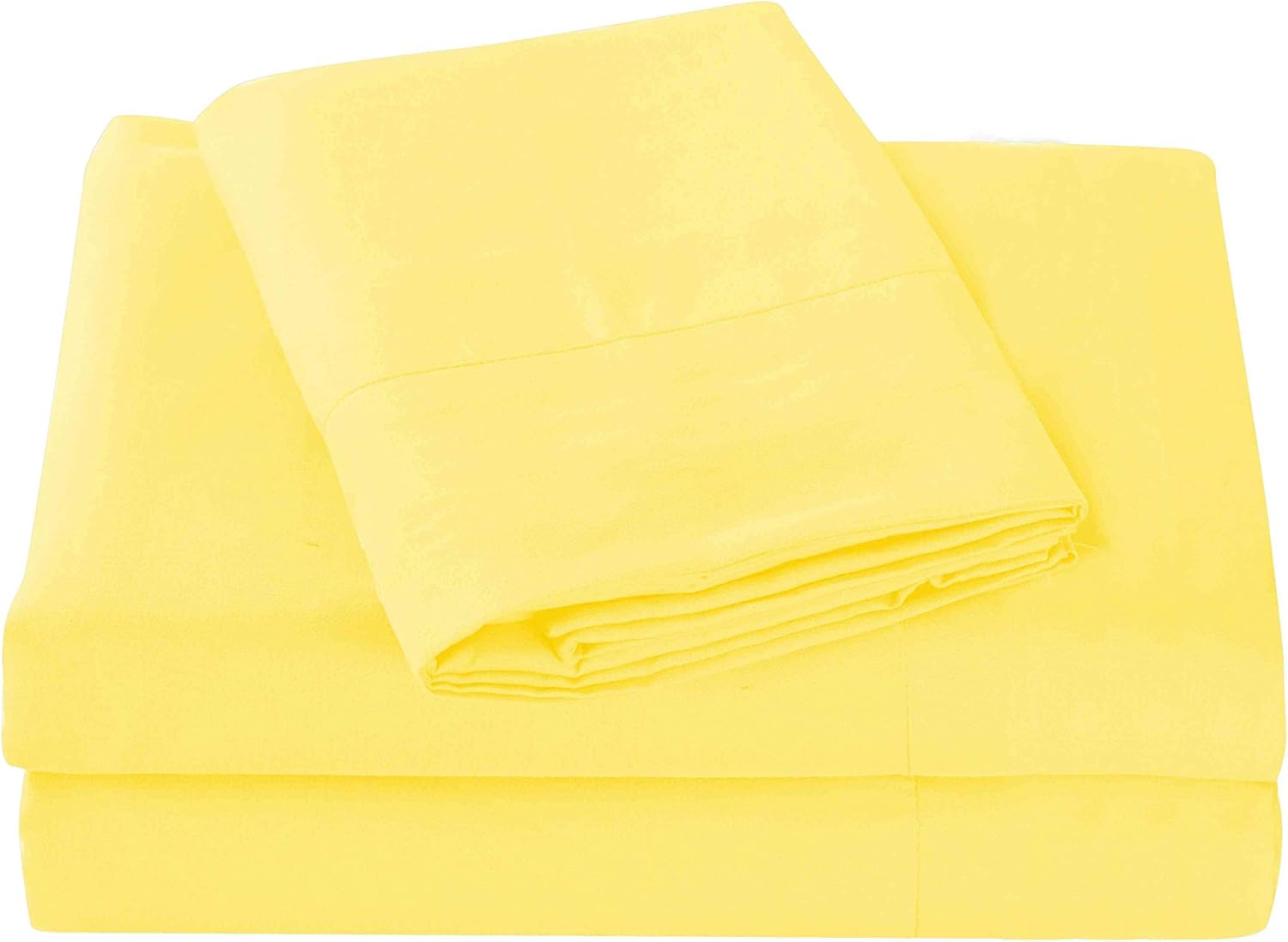 Sheets & Beyond Super Soft 1800 Series – Juego de sábanas de microfibra de algodón táctil de 3 piezas (amarillo, tamaño individual)