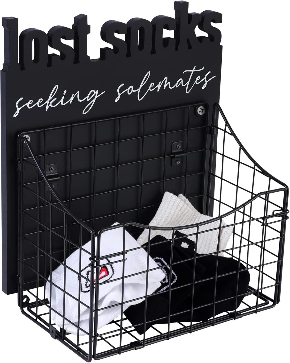 Cesta de calcetines perdidos para cuarto de lavado, calcetines perdidos que buscan solemates con canasta, decoración de casa de campo, calcetines