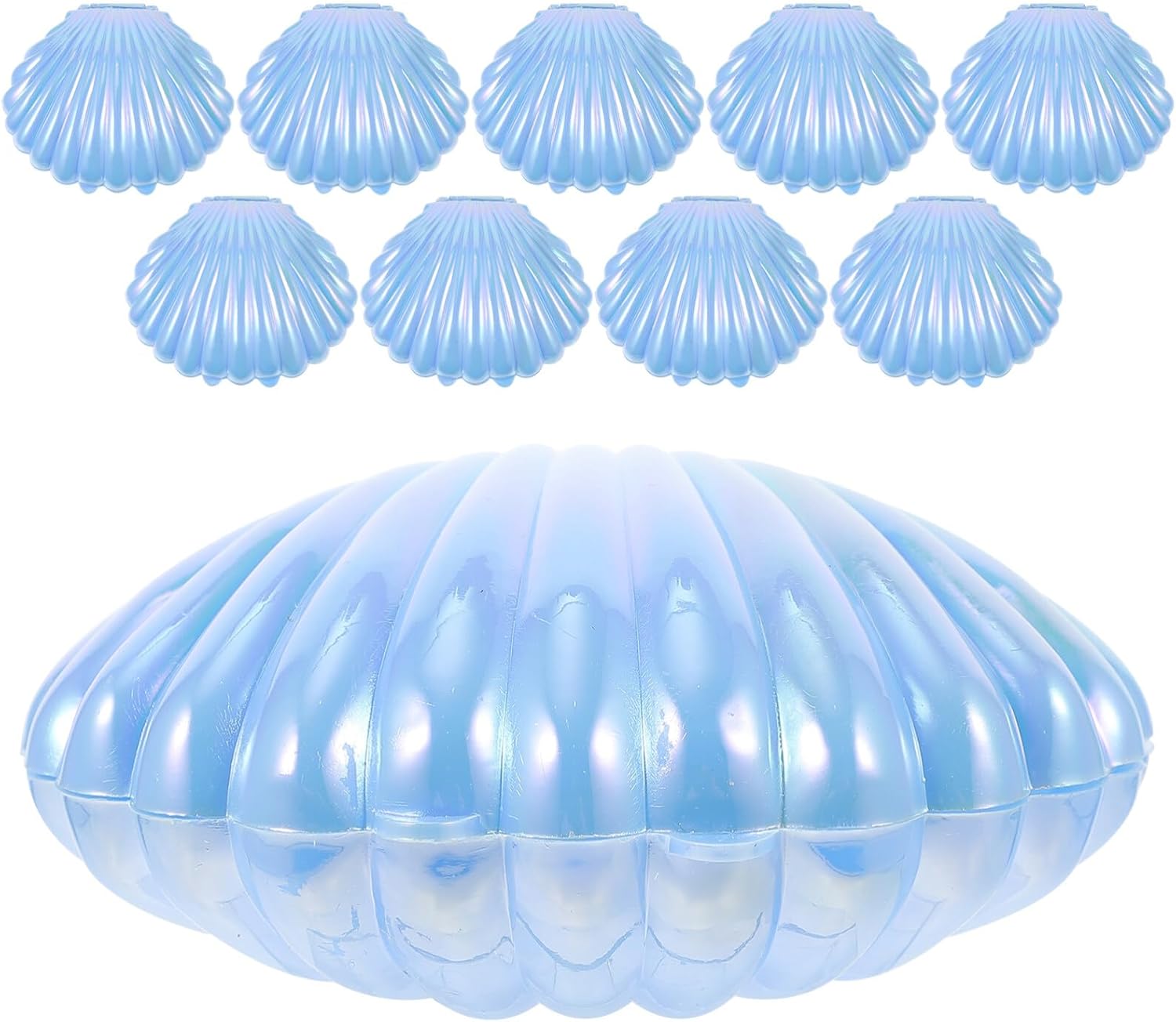 Gadpiparty Cajas de dulces de conchas marinas, 10 piezas de plástico para boda, caja de almacenamiento de conchas marinas, caja de joyería, cajas de