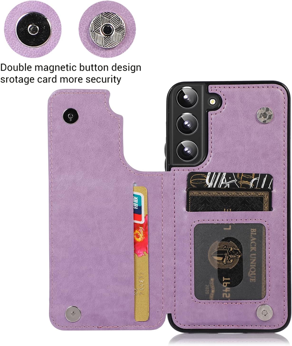 UEEBAI Funda para Samsung Galaxy A13 5GA04s, Funda De Cuero PU De Lujo Dos Cierre Magnético Ranuras Para Tarjetas Función De Soporte En Relieve