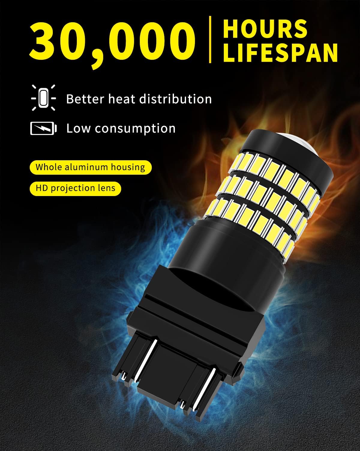 3156 3157 3057 3056 4157 4057 T25 Bombillas LED blancas de xenón, 300% de brillo, iluminación de 360 grados, 57 chips SMD para automóvil, luz de