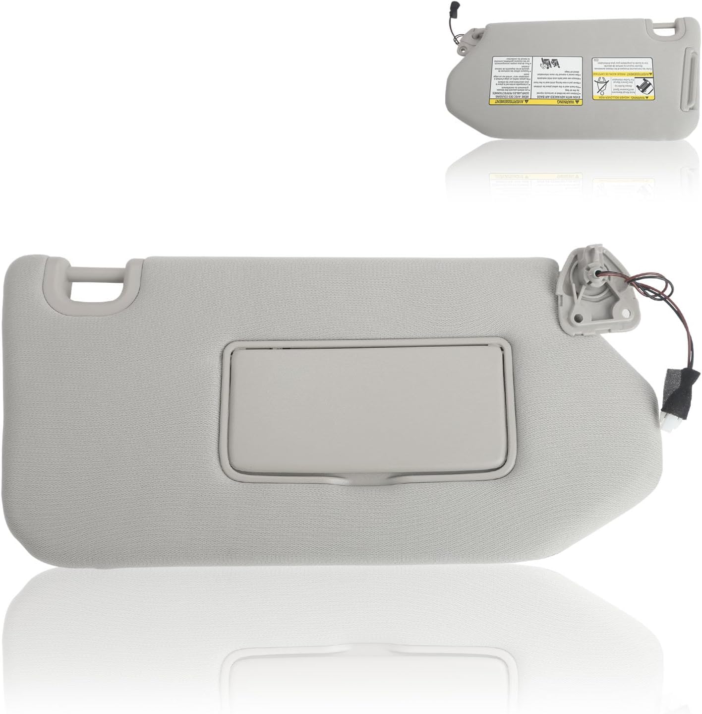 ZONFANT Parasol lateral derecho gris del pasajero con lámpara y espejo sin techo corredizo compatible con Infiniti QX60 JX35 2014-2017, Nissan