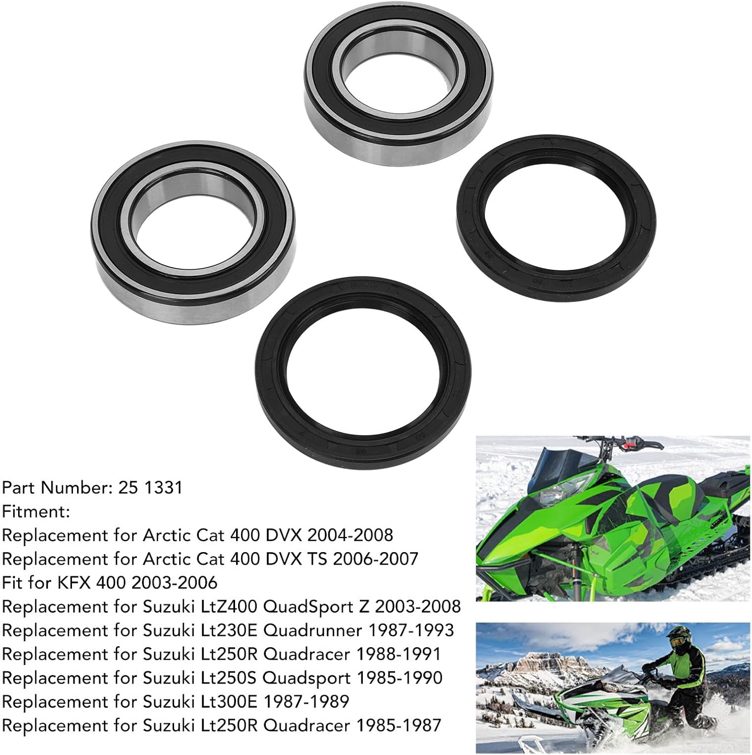 Juego de sellos de rodamientos de rueda de eje trasero 25 1331 Reemplazo para Suzuki LtZ400 QuadSport Z 2003 2008 Kit de sellos de rodamientos de