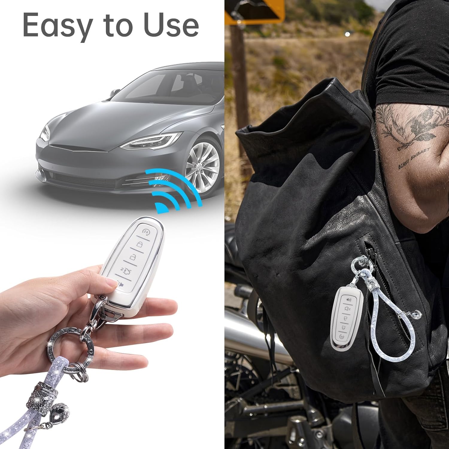 Funda para llavero Ford C con llavero de cristal para coche,