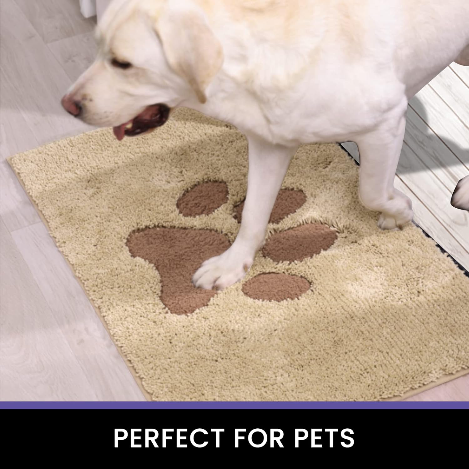 Tapete para puerta de interior, tapete para perros para patas fangosas, súper absorbente, alfombra de entrada de bajo perfil con parte trasera