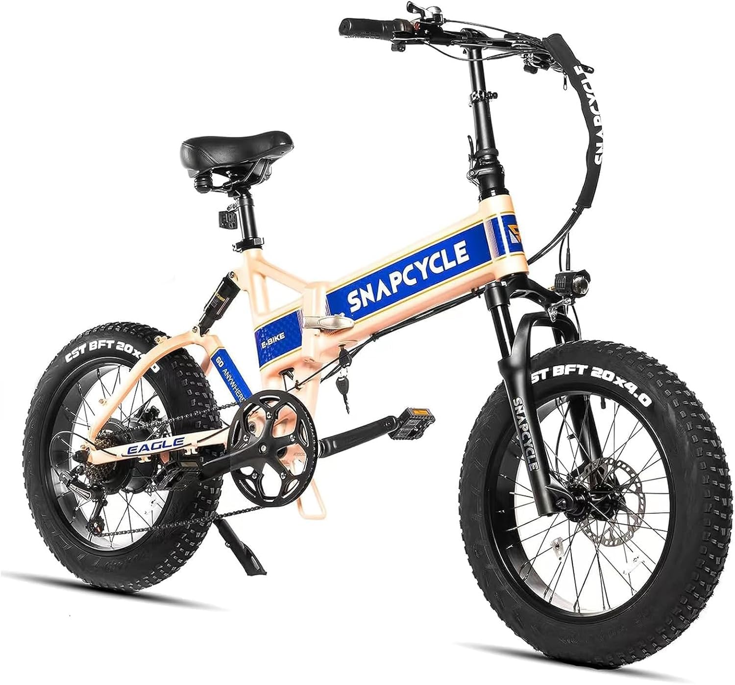 Snapcycle Eagle – Bicicleta eléctrica plegable de 750 W para adultos, 28 MPH, 20 pulgadas, neumático grueso, batería extraíble Samsung, 48 V, 15 Ah,