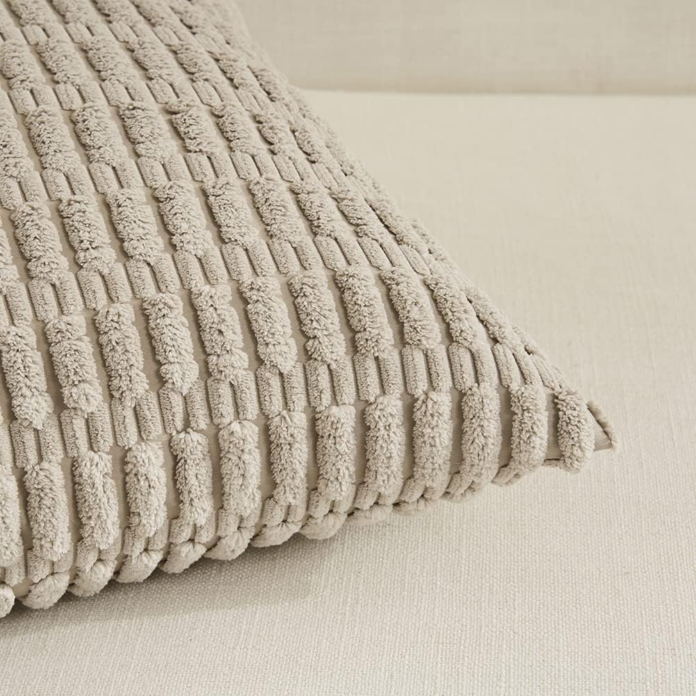Fancy Homi Paquete de 4 fundas de almohada decorativas de color gris pardo de 16 x 16 pulgadas para sala de estar, sofá cama, rústico, moderno,