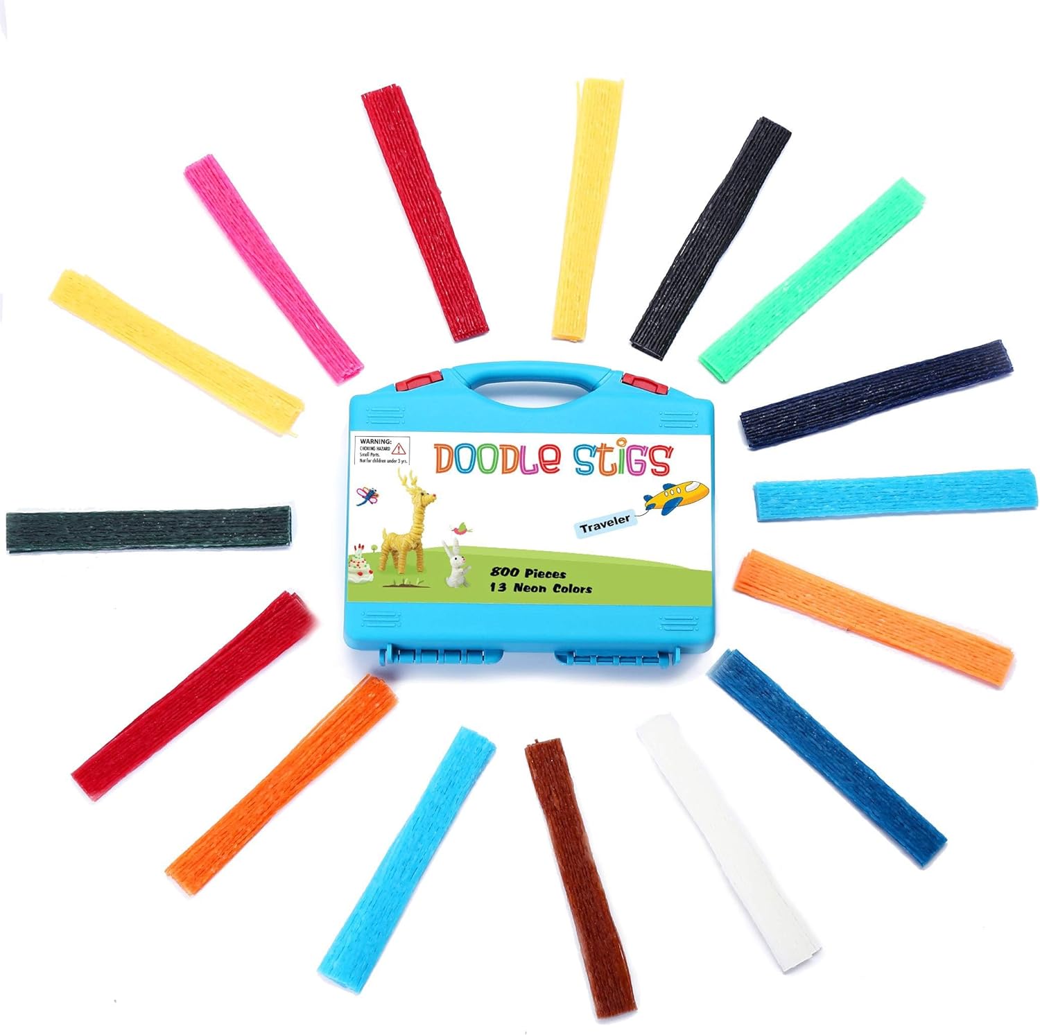 (640 piezas y 1 funda de viaje) varillas de hilo de cera  6 pulgadas, 13 colores neón para niños  Manualidades de bricolaje y suministros para