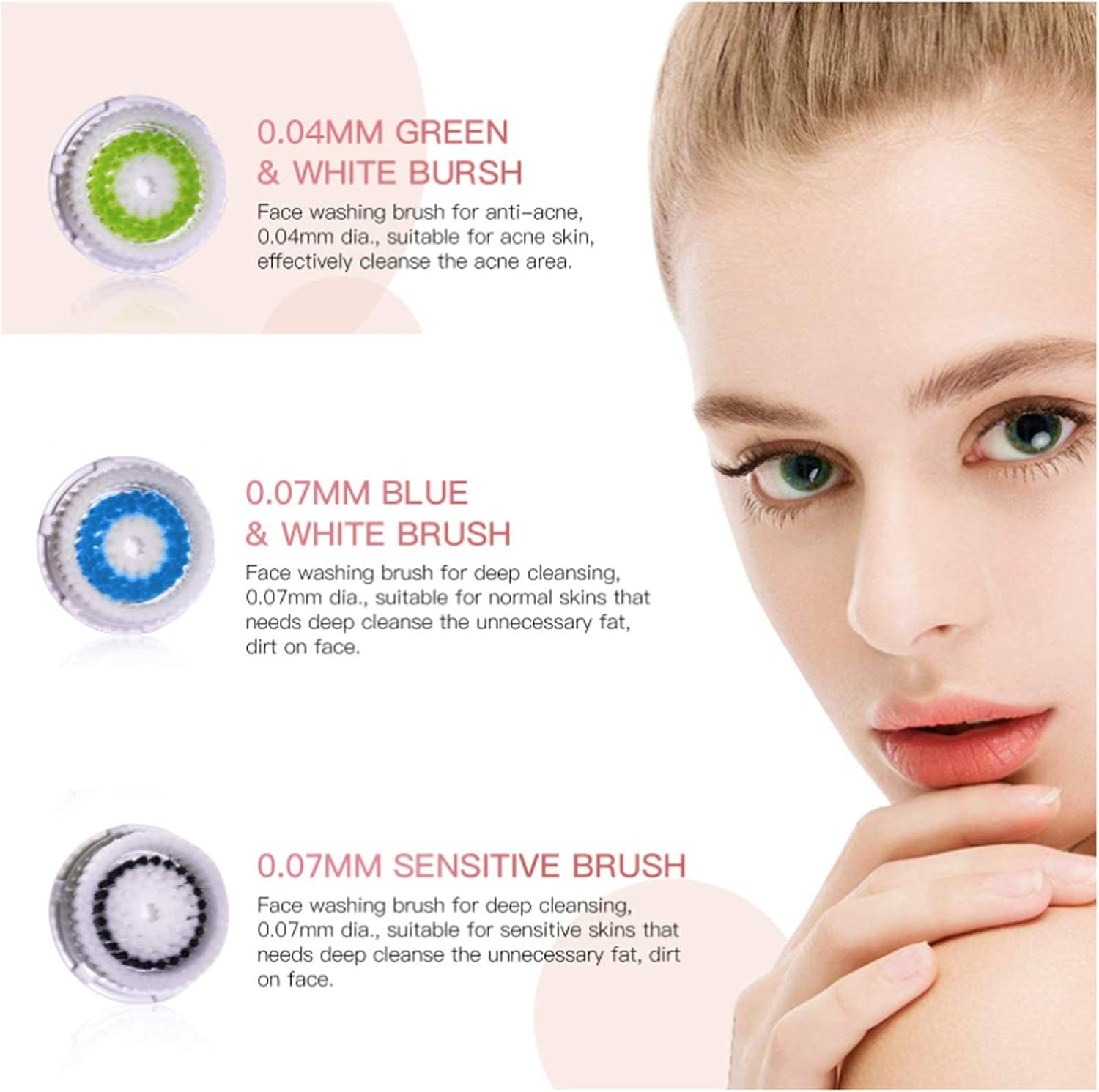 Cabezales de cepillo de limpieza para poros obstruidos y dilatados, limpieza profunda, cabezales de cepillo facial universales (6 piezas)