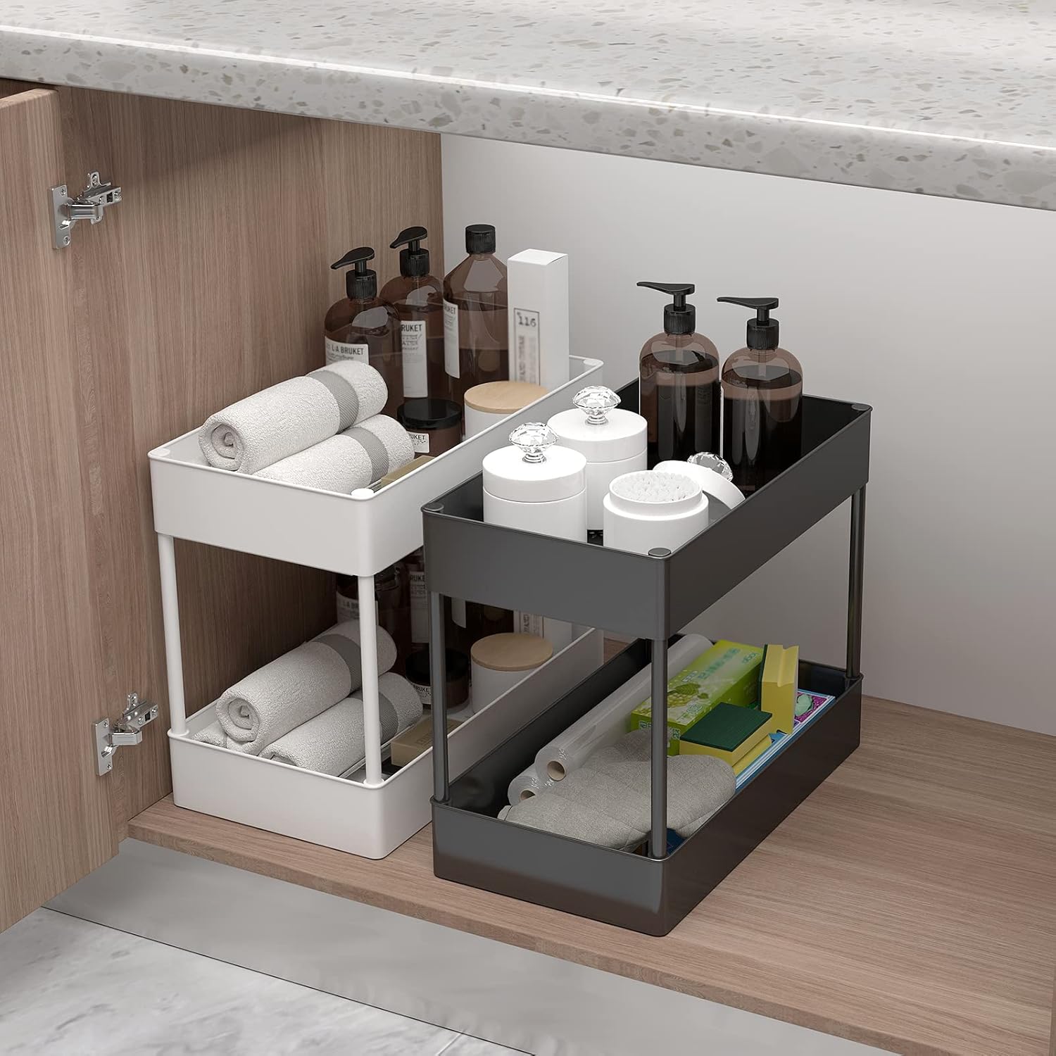 ONTUBE Organizador de hisopos de algodón de porcelana con tapa de cristal y fácil de limpiar, color blanco (tapa plateada, juego de 1)