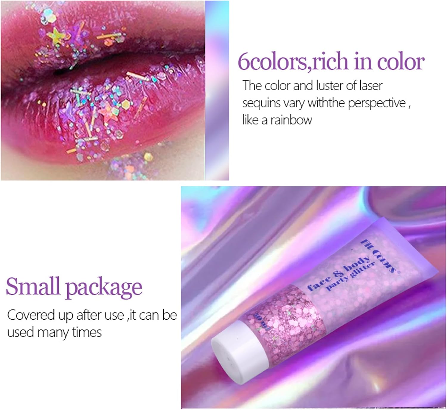 Purpurina corporal dorada, gel de purpurina para conciertos de cantante, lentejuelas de sirena, pintura facial para ojos, cabello grueso, accesorios