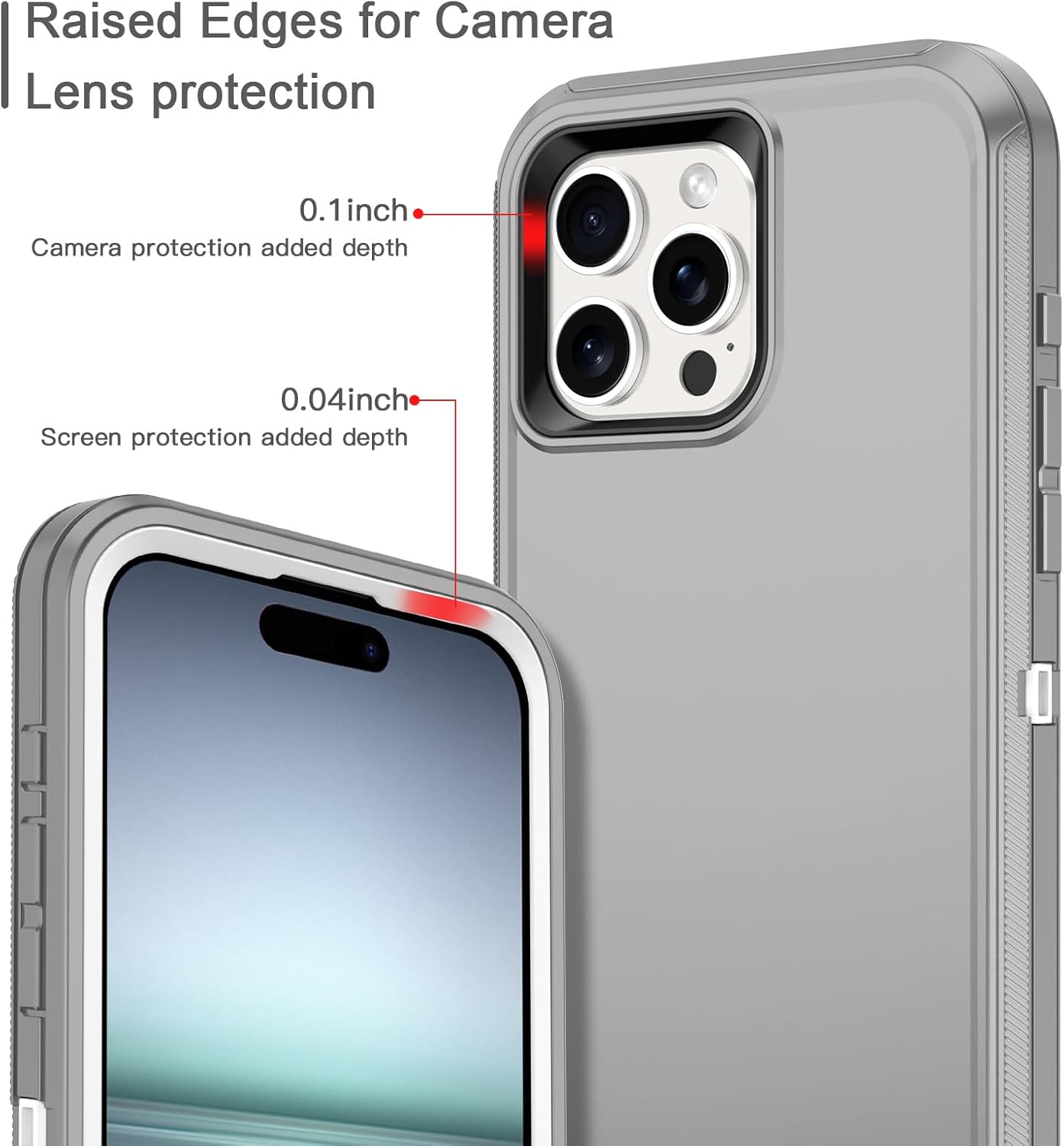 I-HONVA Funda para iPhone 15 Pro Max, a prueba de golpes, a prueba de polvo y caídas, protección de cuerpo completo de 3 capas sin protector de