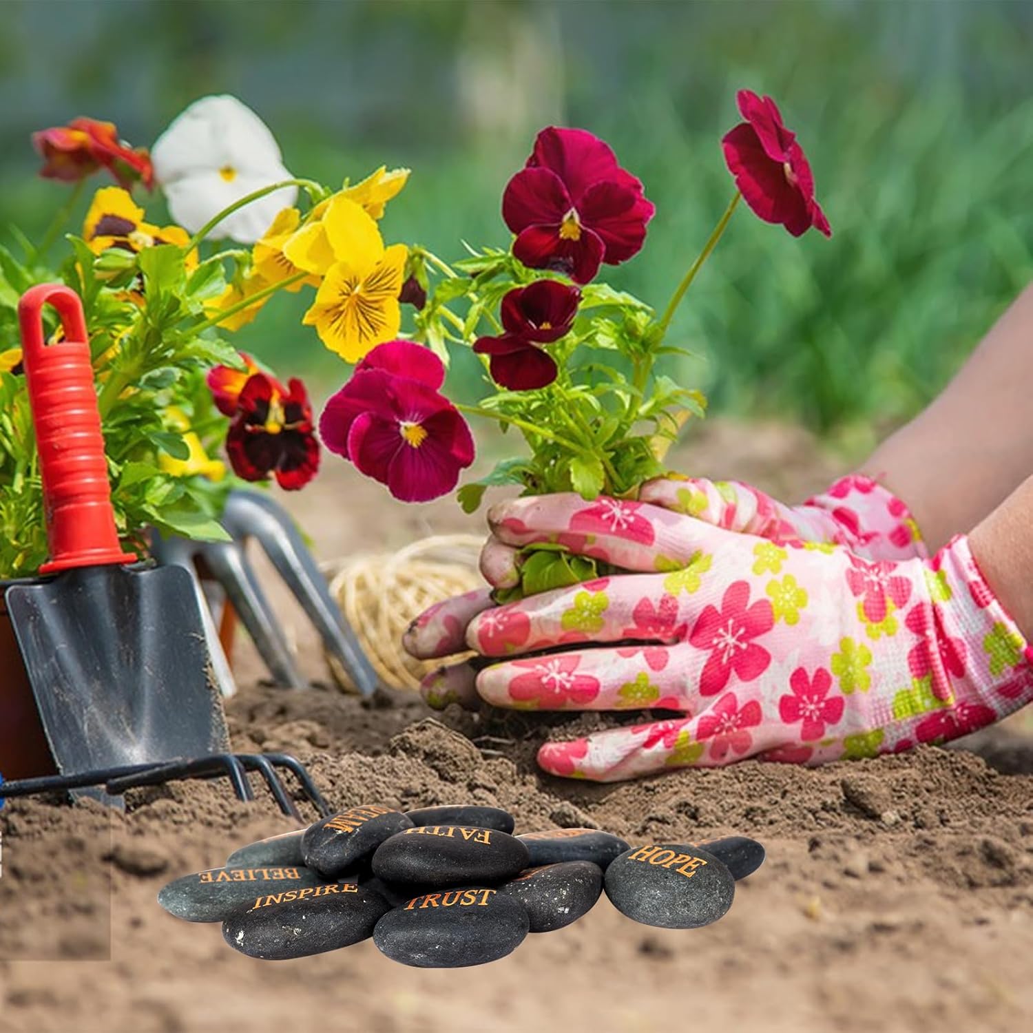 Barelove 12 piedras inspiradoras grabadas inspiradoras para fomentar la fe, oración, piedras de jardín pulidas, regalos únicos y reflexivos, ideales