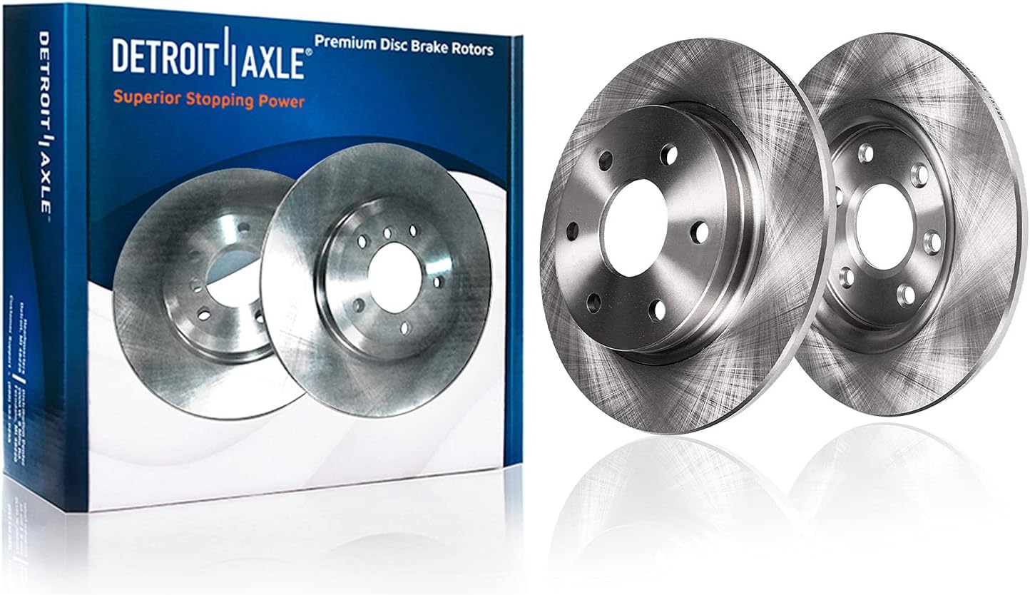 Detroit Axle – Par (2) rotores de freno de disco traseros con pastillas de cerámica con reemplazo de hardware para Hummer H3 2006-2010 – 2009-2010