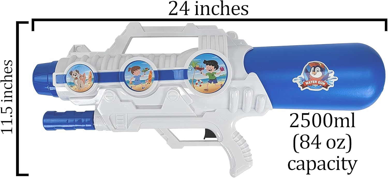 Pistolas de agua extra grandes para niños, súper pistola de chorro de agua de alta capacidad, gran tamaño y largo alcance de tiro, pistola de