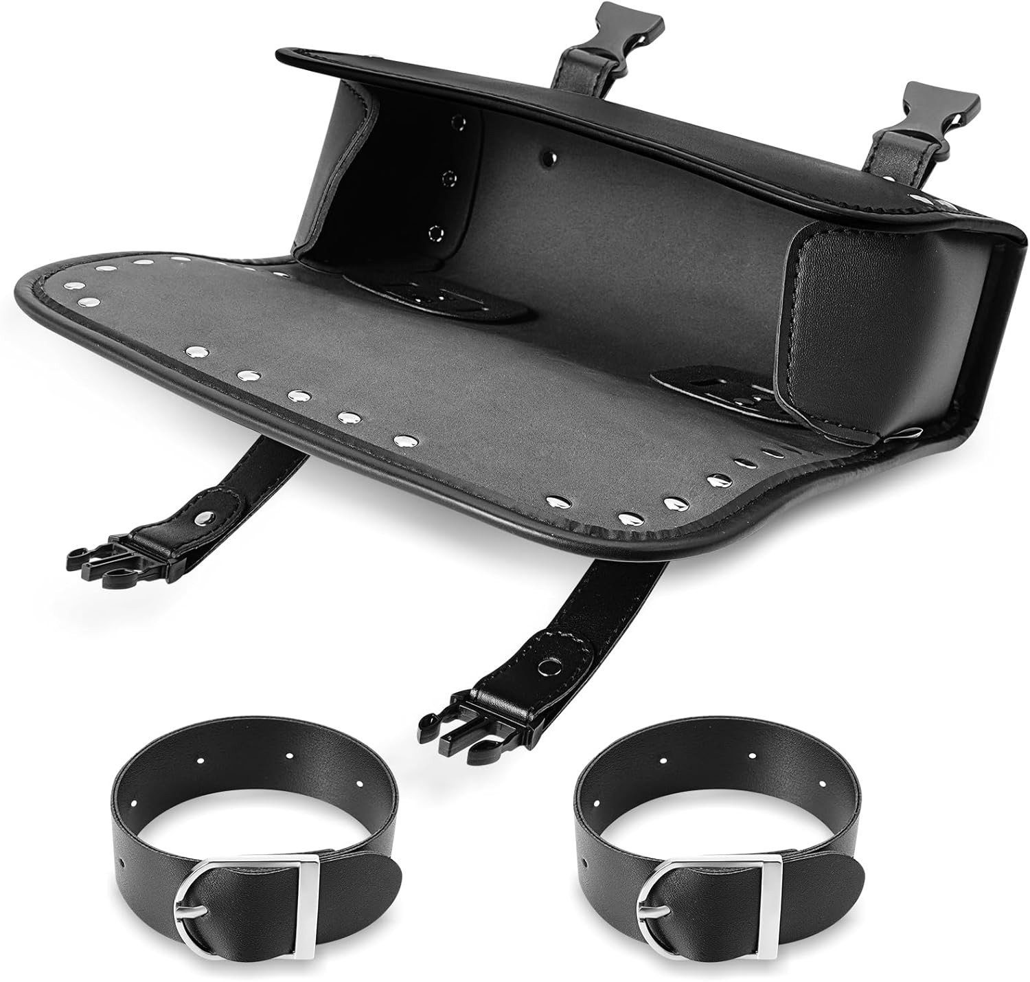 Bolsa de herramientas para motocicleta, universal, de piel sintética, para horquilla de motocicleta, alforja, bolsa de manubrio, bolsa de