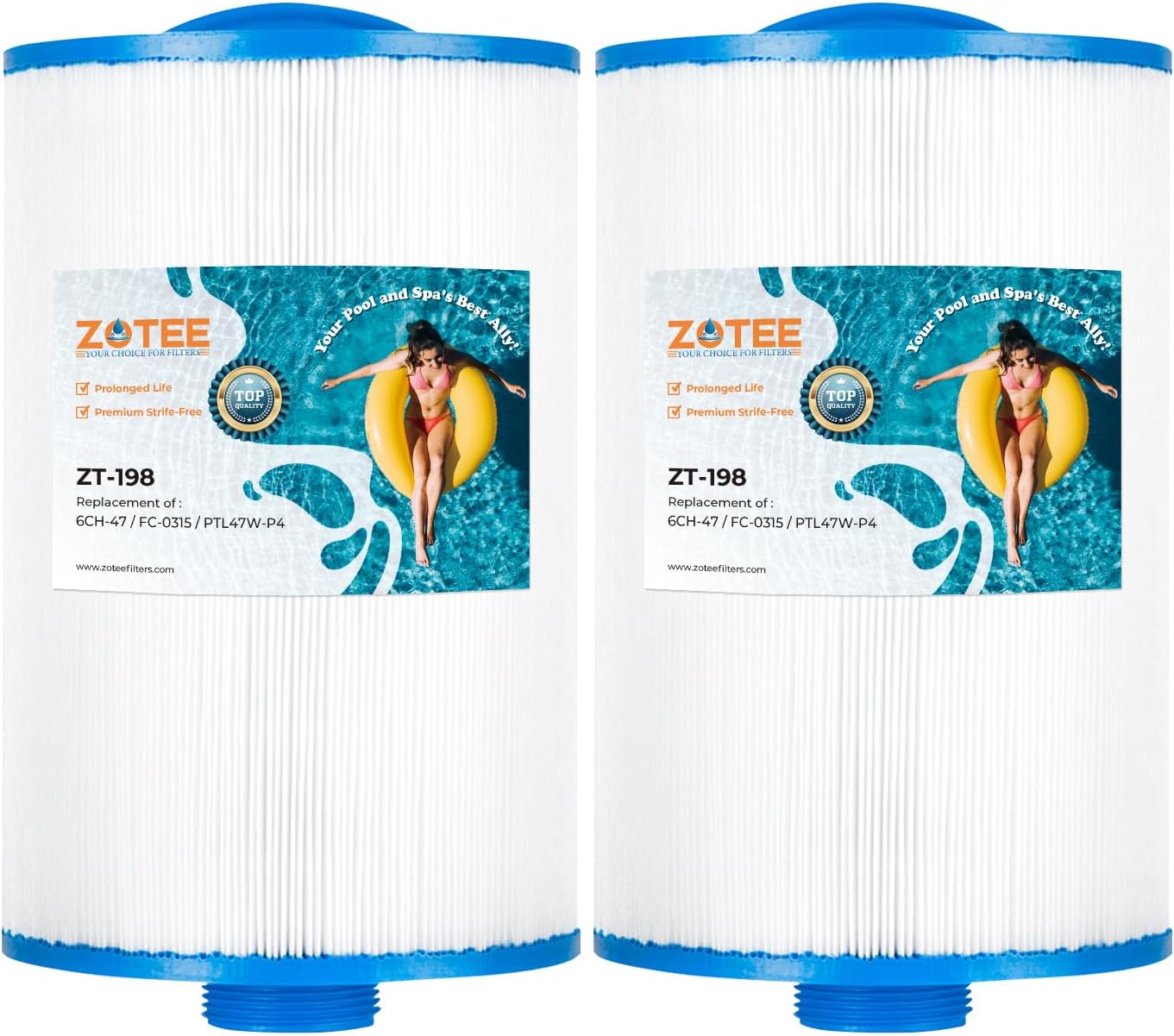 ZOTEE Filtro de spa que reemplaza el filtro de bañera de hidromasaje Unicel 6CH-47 Filbur FC-0315 PTL47W-P4 373043, paquete de 2