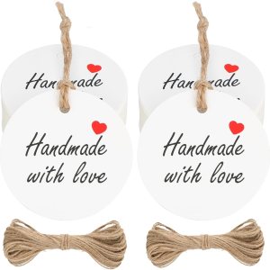 jijAcraft 100 etiquetas de amor hechas a mano, 100 etiquetas de regalo de papel blanco con cuerda, hechas con etiquetas de envoltura de regalo de jijAcraft 100 etiquetas de amor hechas a mano, 100 etiquetas de regalo de papel blanco con cuerda, hechas con etiquetas de envoltura de regalo de