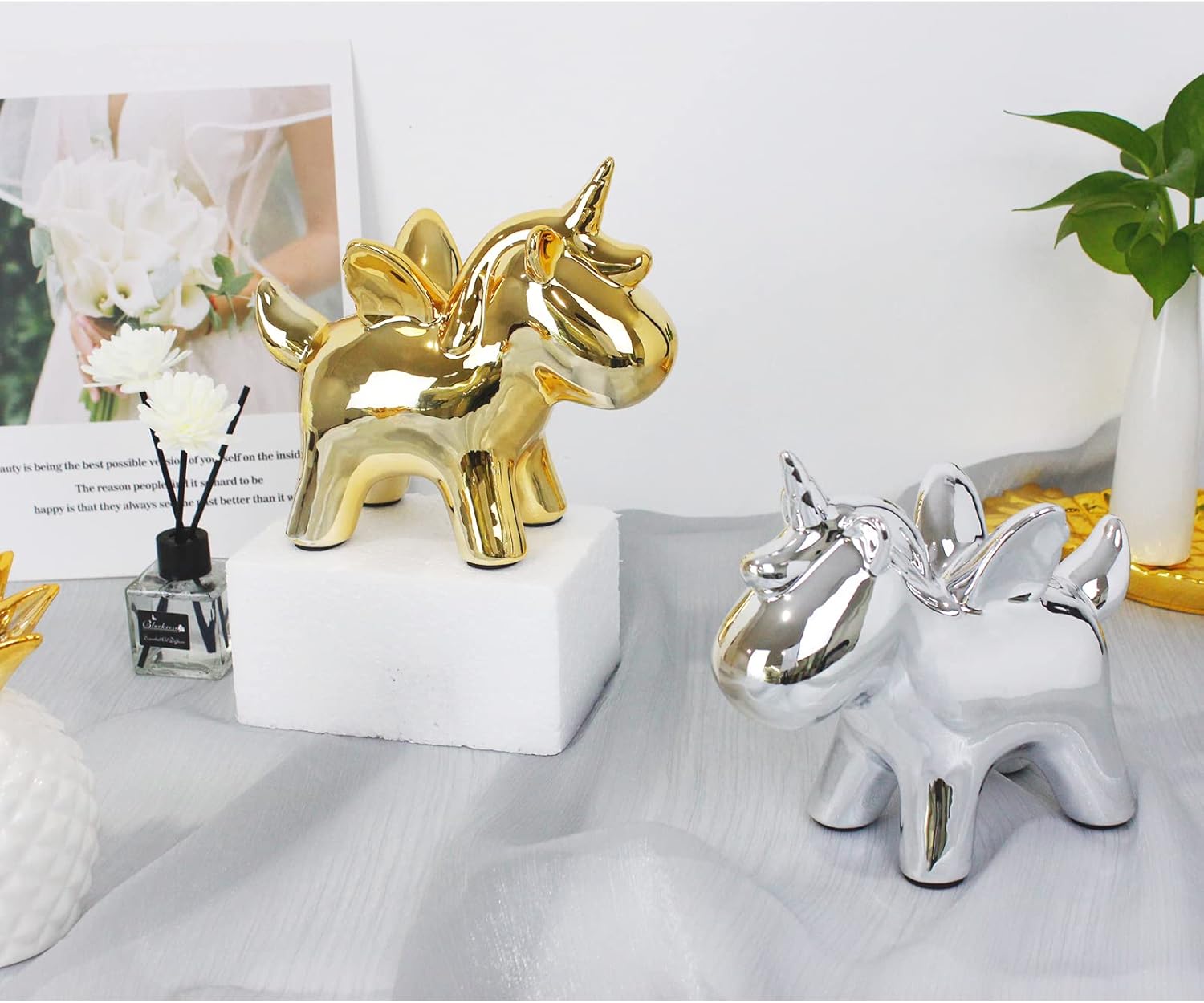 Alcancía de cerámica de unicornio, banco de dinero para ahorrar dinero para niños, bonito banco de monedas decorativo para el hogar, regalos de