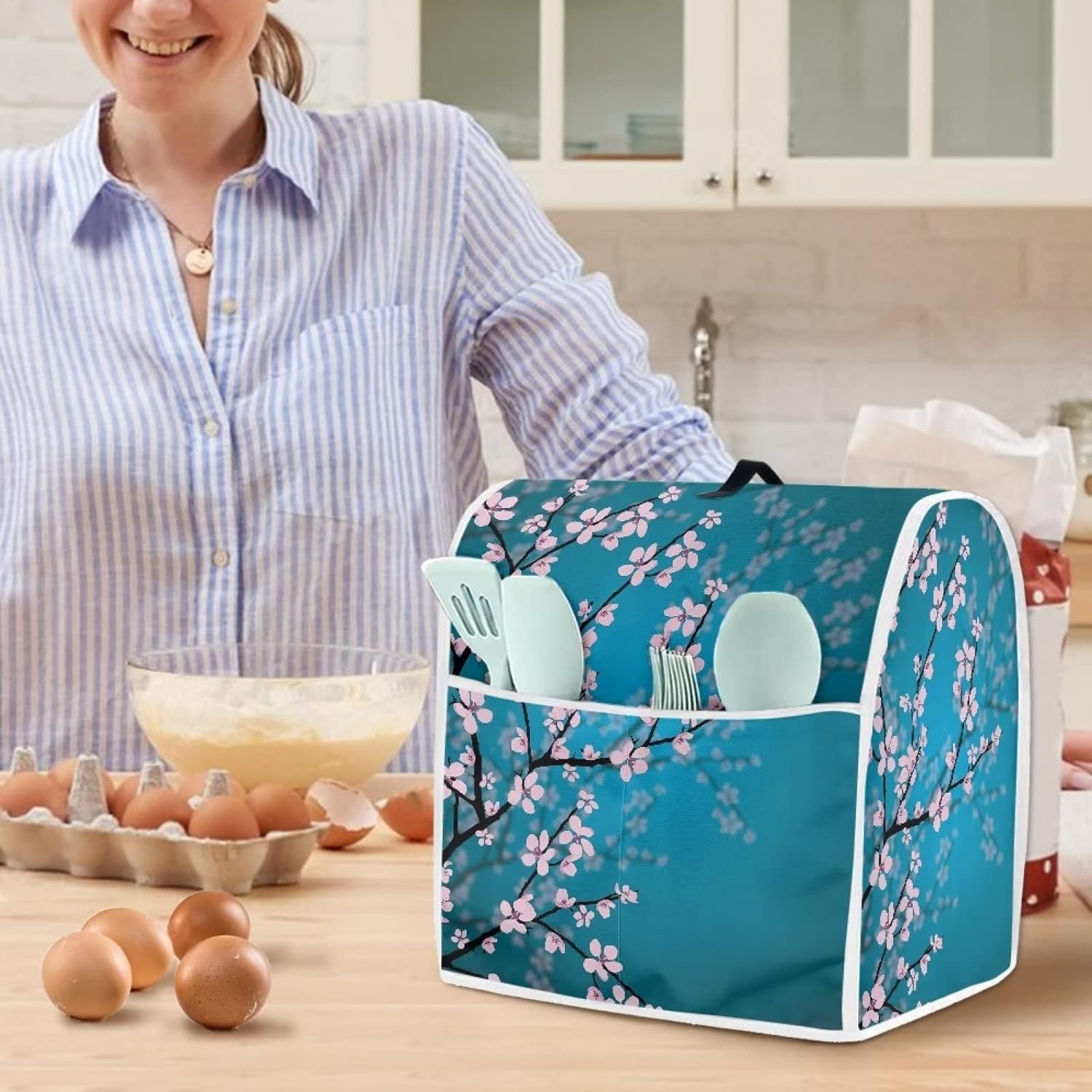 HUISEFOR Plum Blossom – Funda para batidora de pie compatible con mezclador de cocina de 6 a 8 cuartos de galón, fundas lavables a prueba de polvo