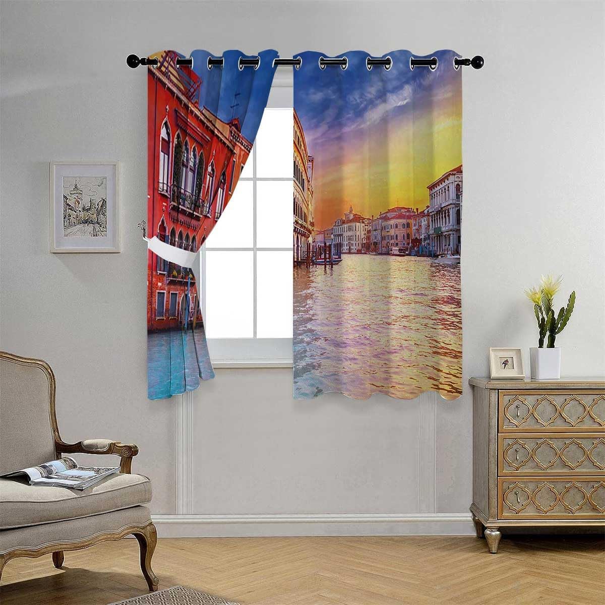 YANFENQI Cortinas para Habitacion Italian Doorway Curtains Pantry Curtain 63Inch Width by 80Inch Length,2 Panels