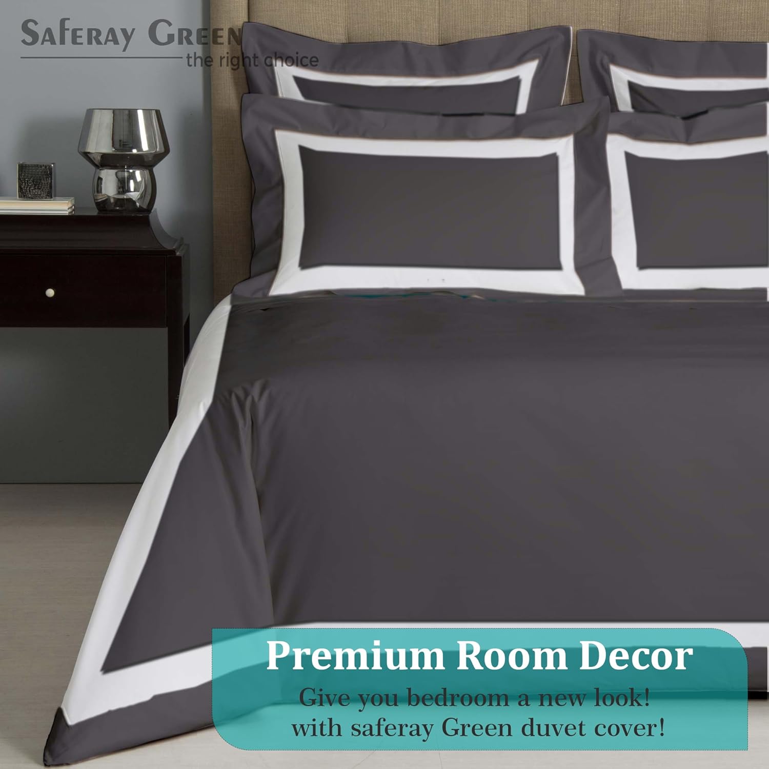 Hotel Luxury – Juego de funda de edredón de 3 piezas, 850 hilos, 100% algodón orgánico, colección de ropa de cama tamaño King, 104 x 92 pulgadas,