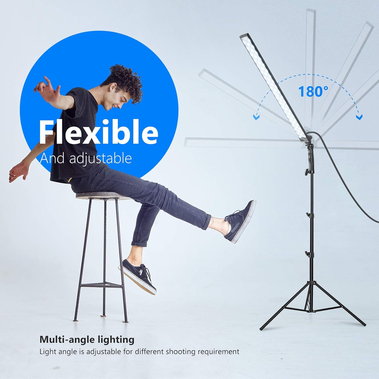 Neewer Kit de luz LED para video, paquete de 2 unidades, kit de iluminación de fotografía regulable 5500K con soporte de luz de 79 pulgadas para luz