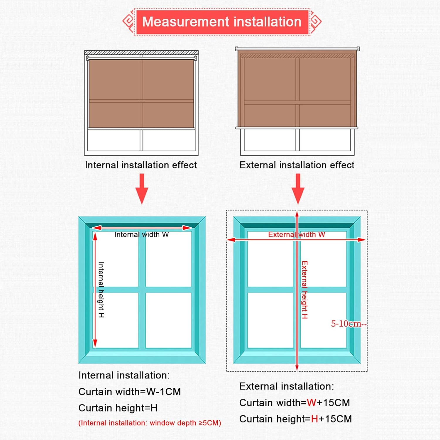 Persianas enrollables de bambú para patio con elevador, ventana enrollable de bambú, para balcón, hotel, tetera, 21.7 x 51.2in