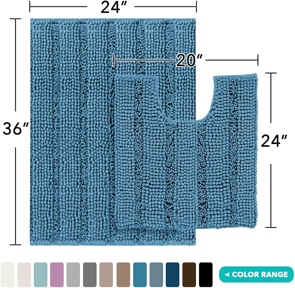 Juego de tapetes para baño de felpilla antideslizantes para baño, tapetes peludos súper absorbentes para bañera, regadera, inodoro, alfombra de baño