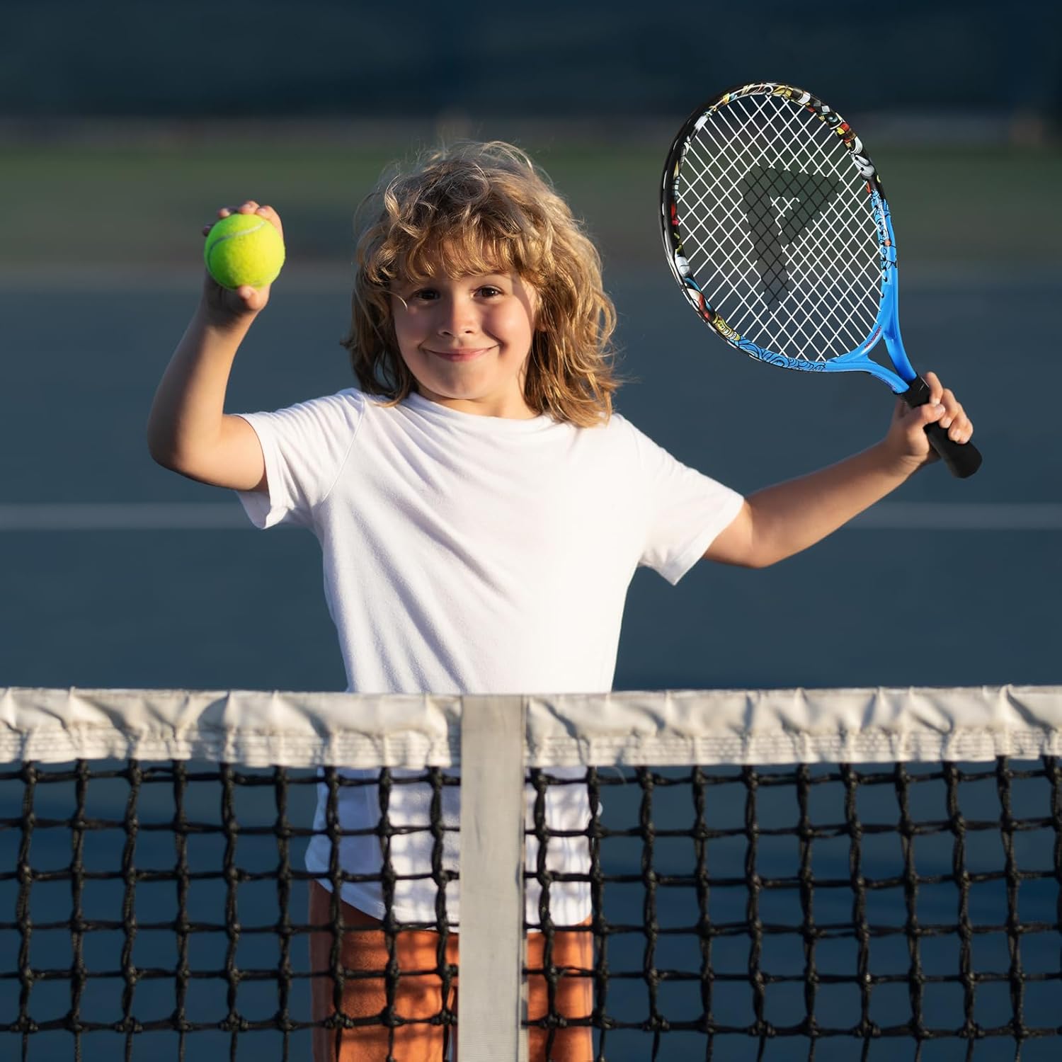 Raqueta de tenis para niños pequeños, kit de iniciación de 17-25 pulgadas para niña, rosa y amarillo con bolsa de nailon 420D