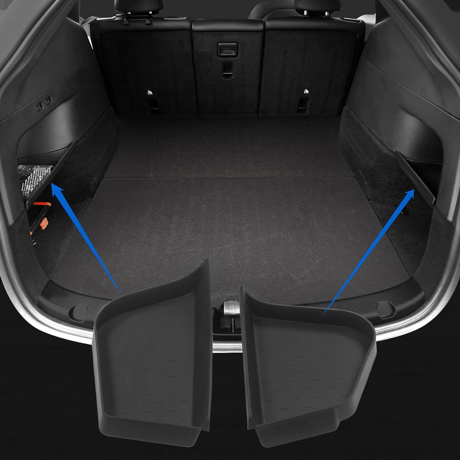 Bandejas organizadoras de maletero para accesorios Tesla modelo Y 2022, 2023, 2024, caja de almacenamiento lateral de carga trasera impermeable