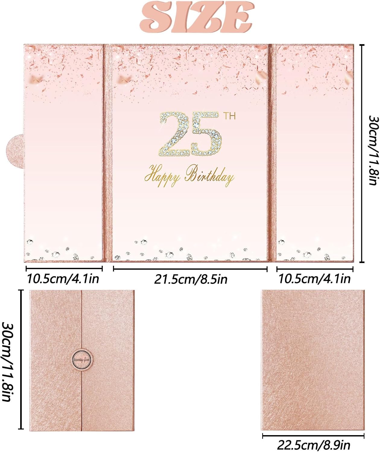 Crenics Decoraciones de oro rosa para cumpleaños número 25, alternativa creativa de libro de inicio de sesión de invitada de cumpleaños de 25, libro