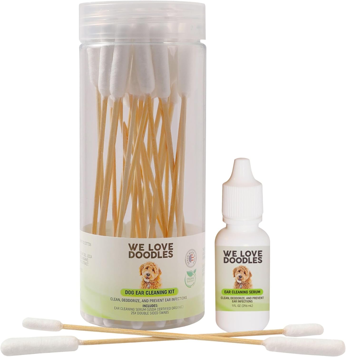 We Love Doodles Kit de solución de limpieza de oídos para perros  Previene infecciones  Orgánico  Fabricado en Estados Unidos  Gotas para los oídos