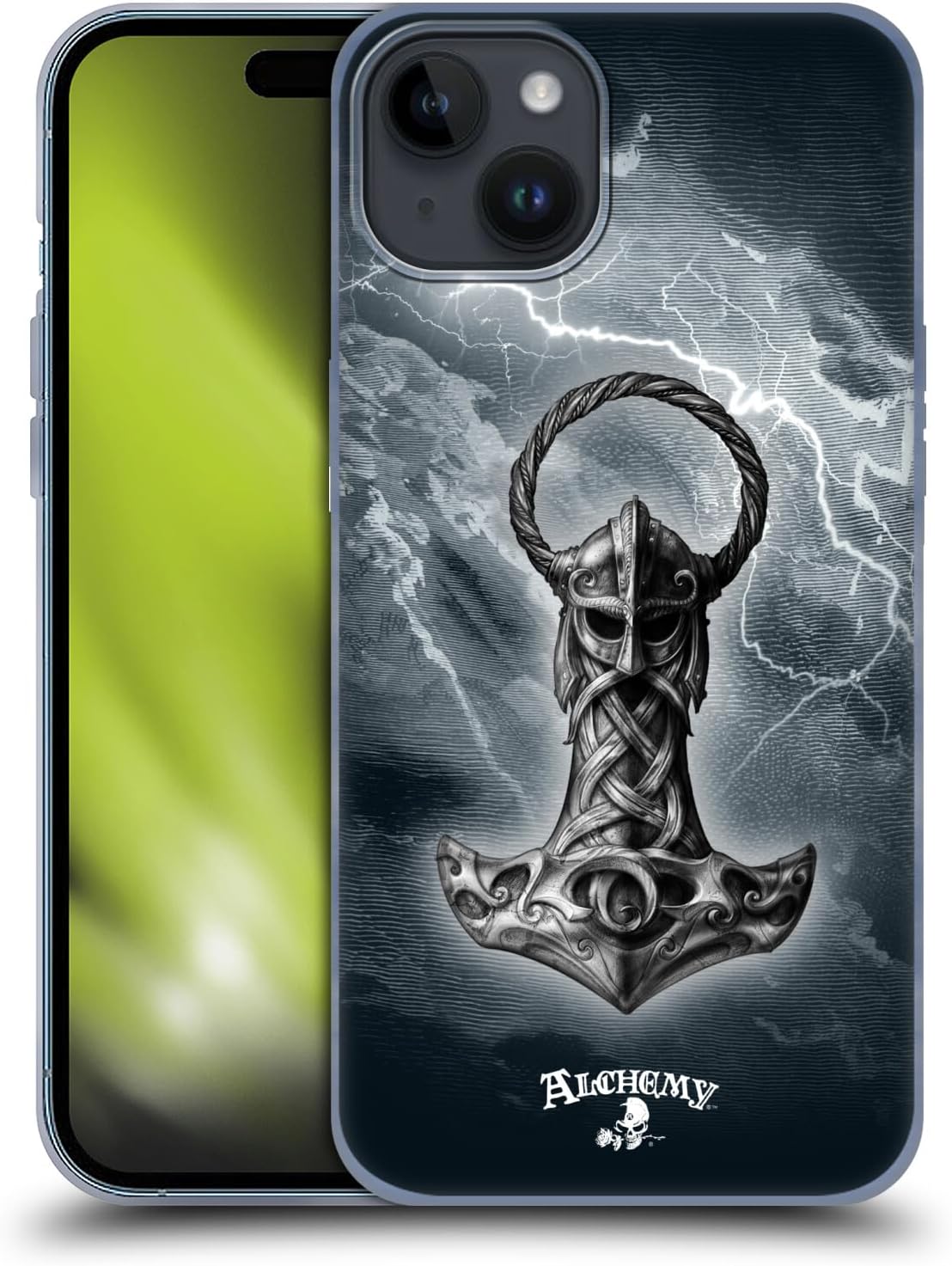 Head Case Designs Officially Licensed Alchemy Gothic Mjolnir Hammer Illustration Soft Gel Case Compatible with Apple iPhone 15 Plus