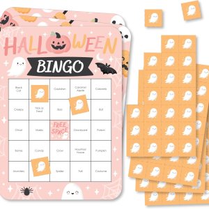 Big Dot of Happiness Pastel Halloween – Tarjetas de bingo y marcadores – Juego de bingo de fiesta de calabaza rosa – Juego de 18 Big Dot of Happiness Pastel Halloween – Tarjetas de bingo y marcadores – Juego de bingo de fiesta de calabaza rosa – Juego de 18