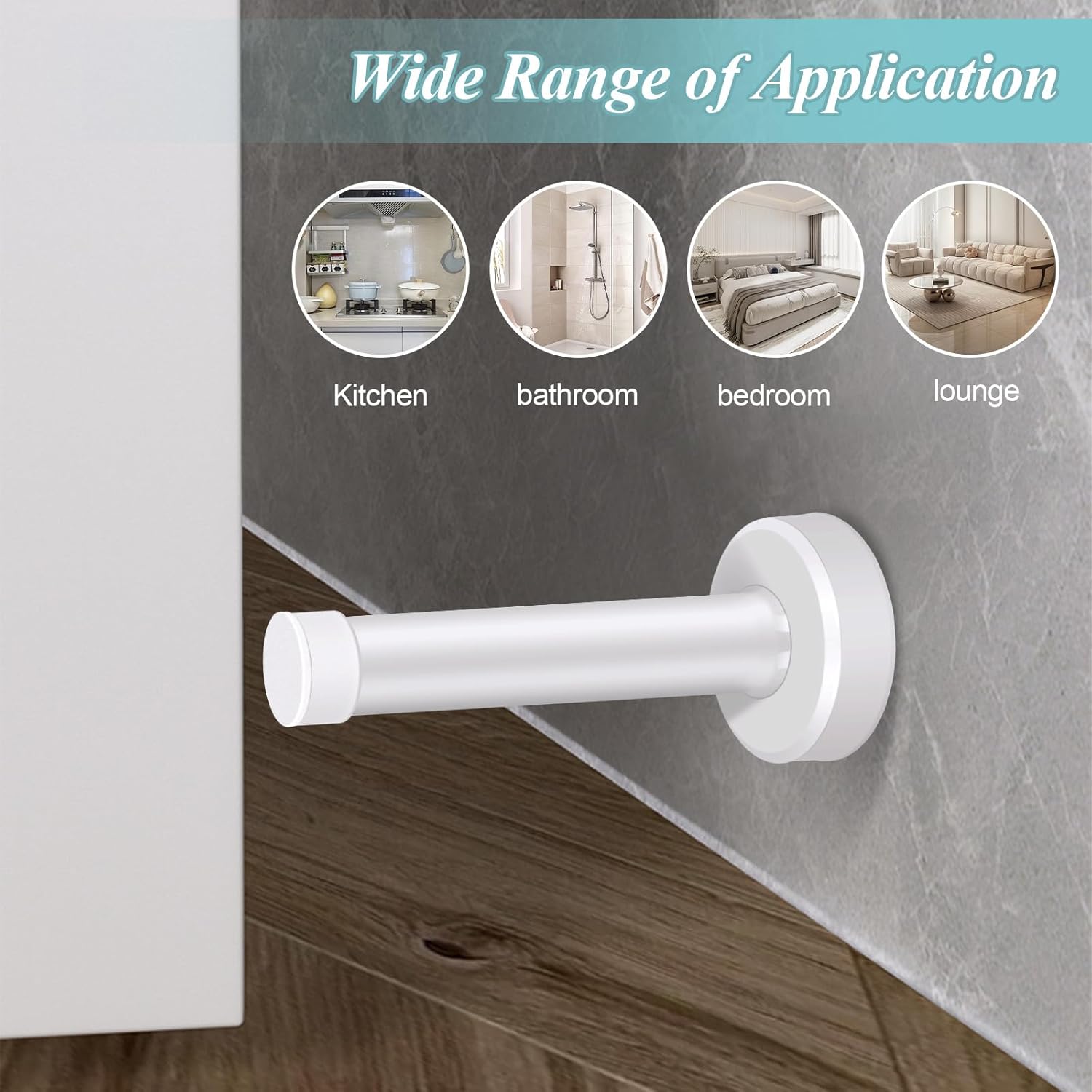 Topes de puerta blancos de 3.5 pulgadas, topes de puerta modernos de acero inoxidable con puntas de parachoques de puerta amortiguadoras de sonido,