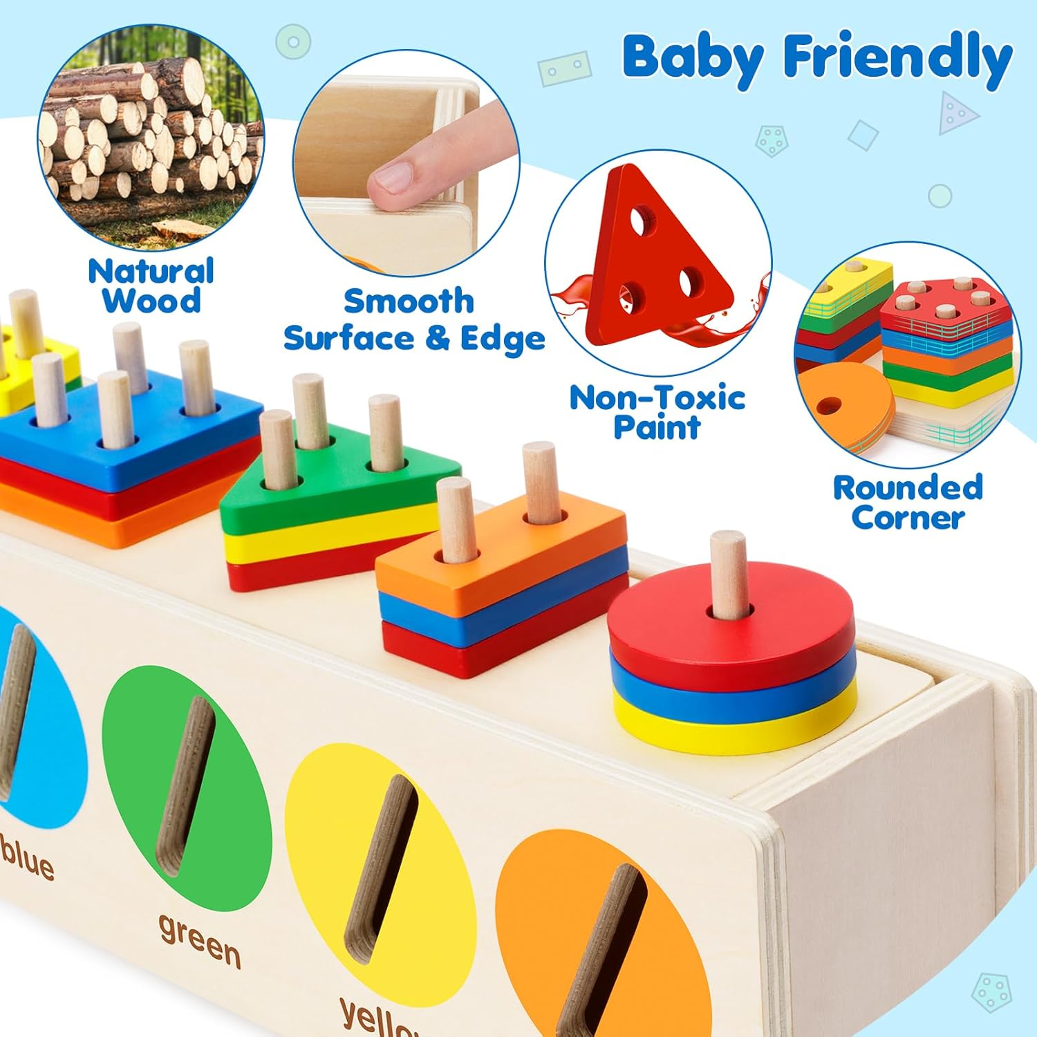 Juguetes Montessori para niños pequeños de 1, 2, 3 años, caja a juego de clasificación de colores y formas, juguetes de aprendizaje temprano para