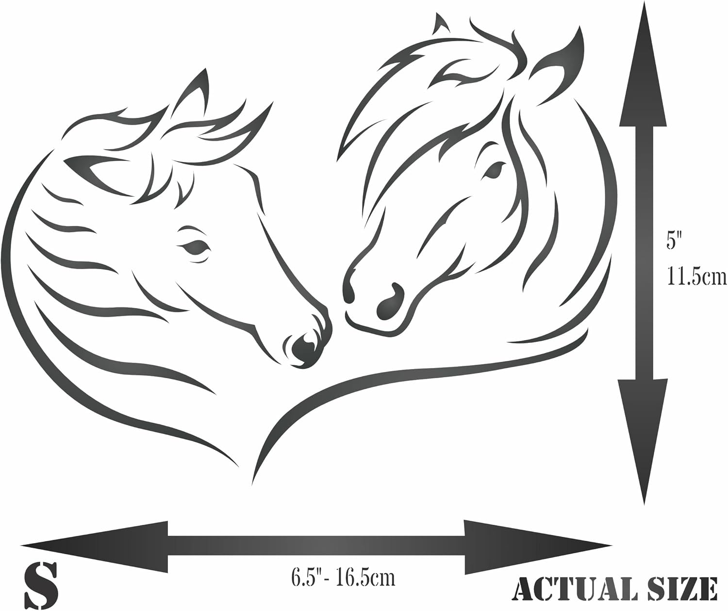 Plantilla de caballos de amor, 6.5 x 5 pulgadas (S)  Plantillas decorativas de cabeza de caballo equino de animales de granja para plantilla de